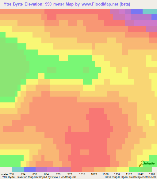 Ytre Byrte,Norway Elevation Map