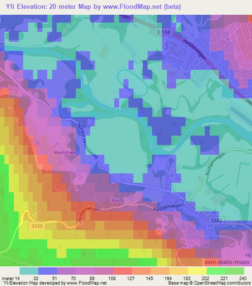 Yli,Norway Elevation Map