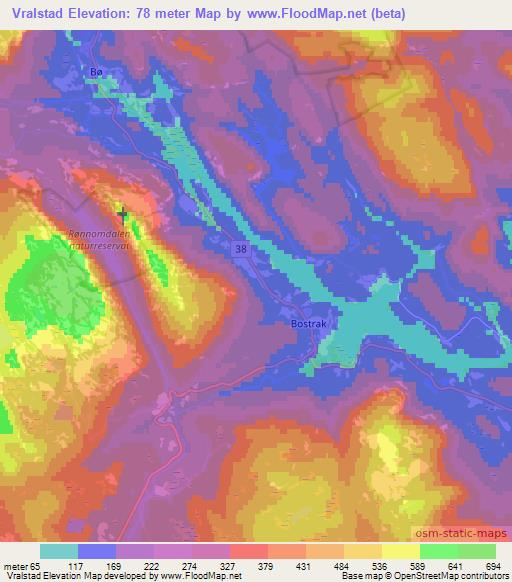 Vralstad,Norway Elevation Map