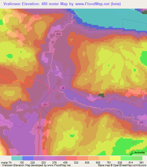 Vraliosen,Norway Elevation Map