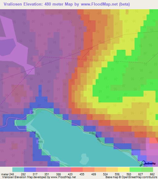 Vraliosen,Norway Elevation Map