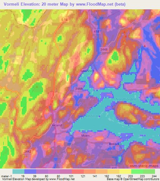Vormeli,Norway Elevation Map