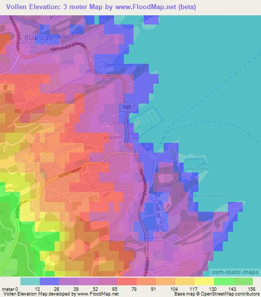 Vollen,Norway Elevation Map