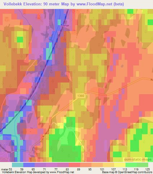 Vollebekk,Norway Elevation Map