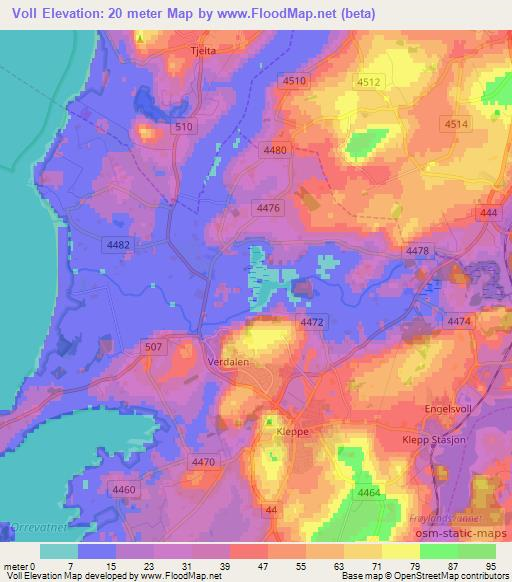Voll,Norway Elevation Map