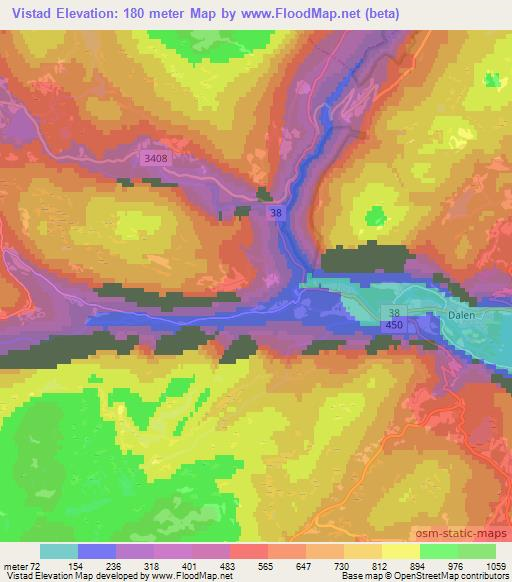 Vistad,Norway Elevation Map