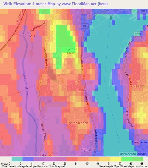 Virik,Norway Elevation Map