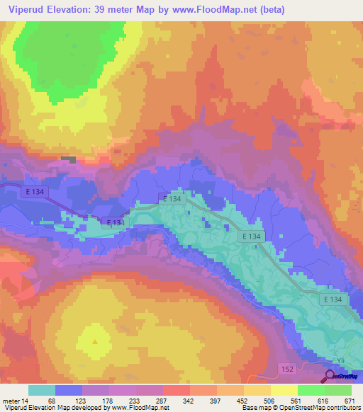 Viperud,Norway Elevation Map