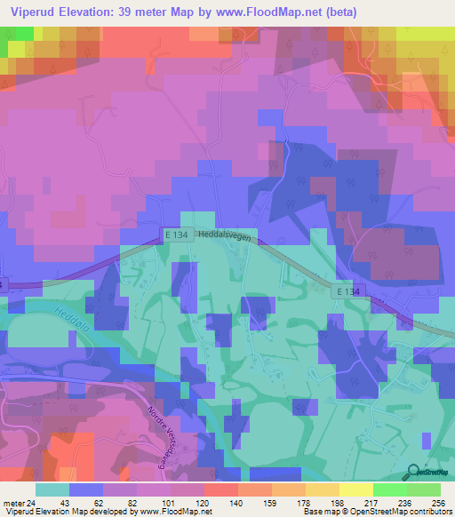 Viperud,Norway Elevation Map