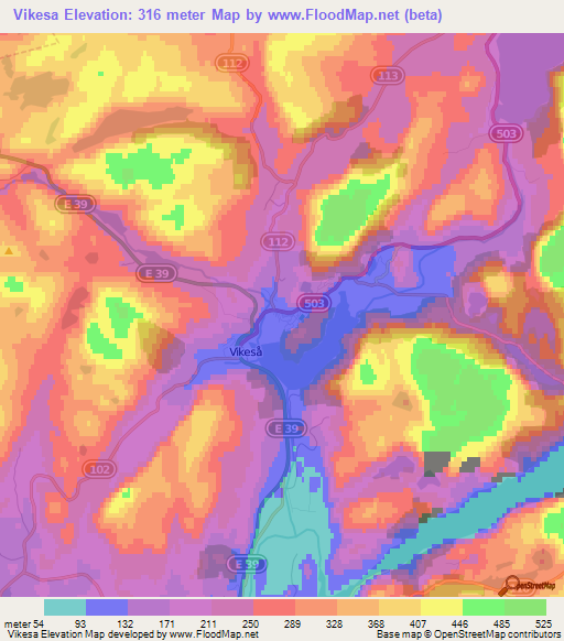 Vikesa,Norway Elevation Map