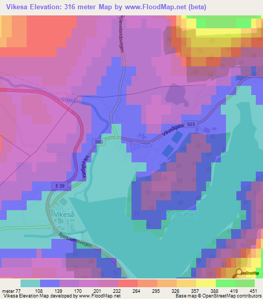 Vikesa,Norway Elevation Map