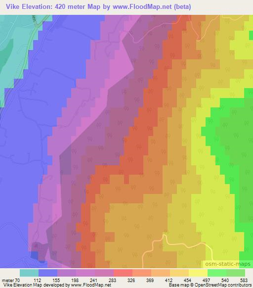 Vike,Norway Elevation Map