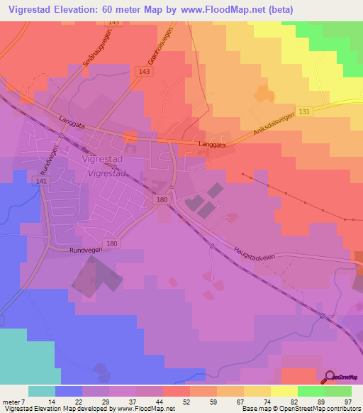 Vigrestad,Norway Elevation Map