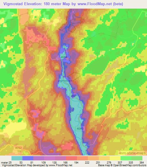 Vigmostad,Norway Elevation Map