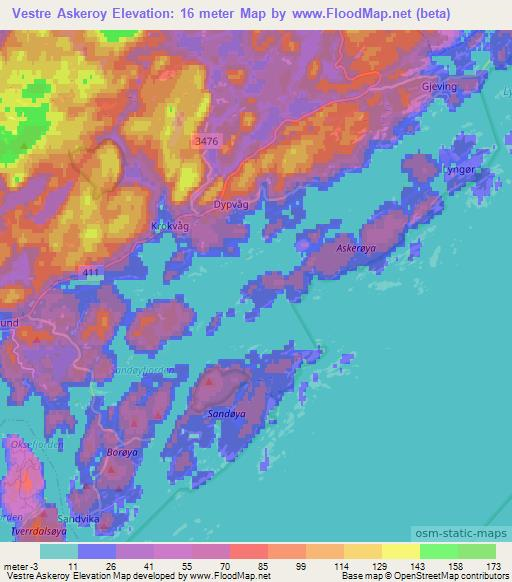 Vestre Askeroy,Norway Elevation Map