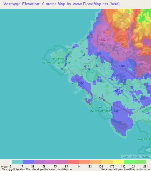 Vestbygd,Norway Elevation Map