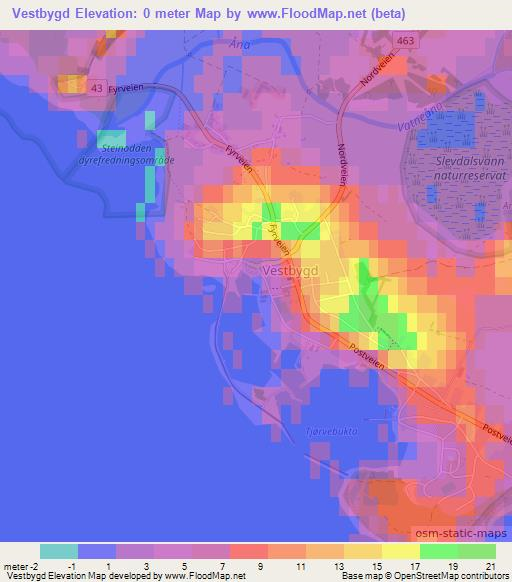 Vestbygd,Norway Elevation Map