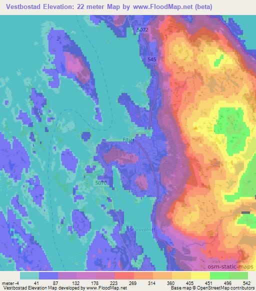 Vestbostad,Norway Elevation Map