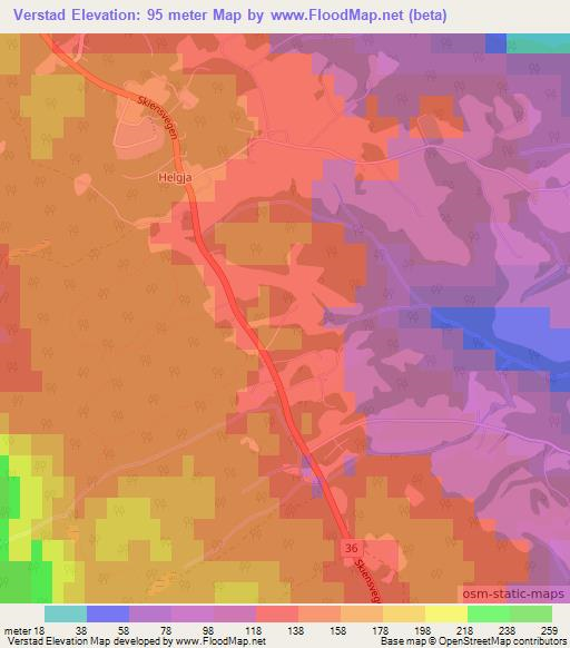 Verstad,Norway Elevation Map