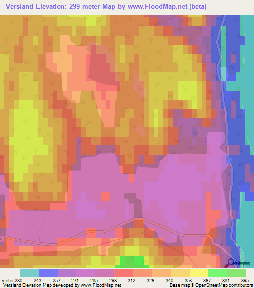 Versland,Norway Elevation Map