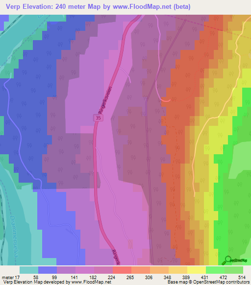 Verp,Norway Elevation Map