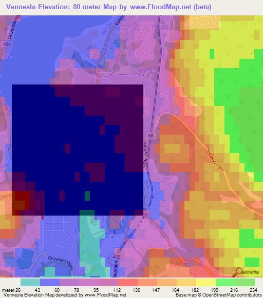 Vennesla,Norway Elevation Map