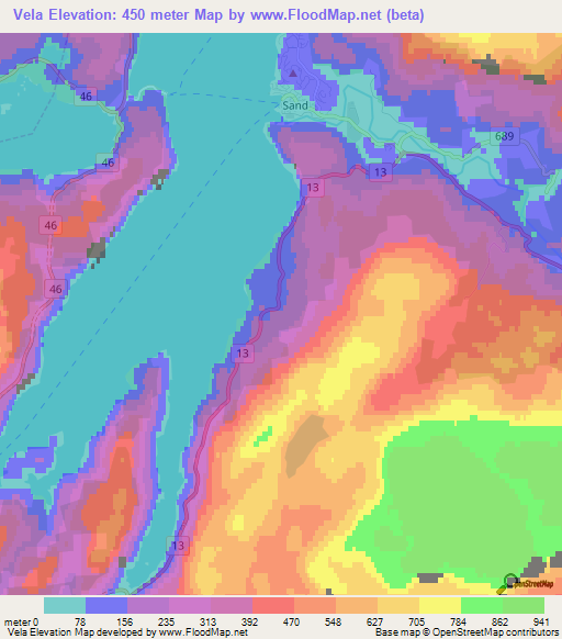 Vela,Norway Elevation Map