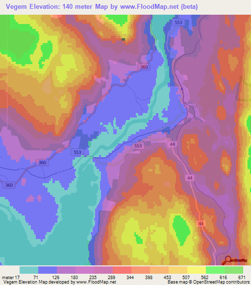 Vegem,Norway Elevation Map