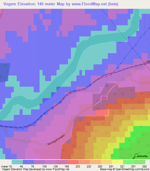 Vegem,Norway Elevation Map