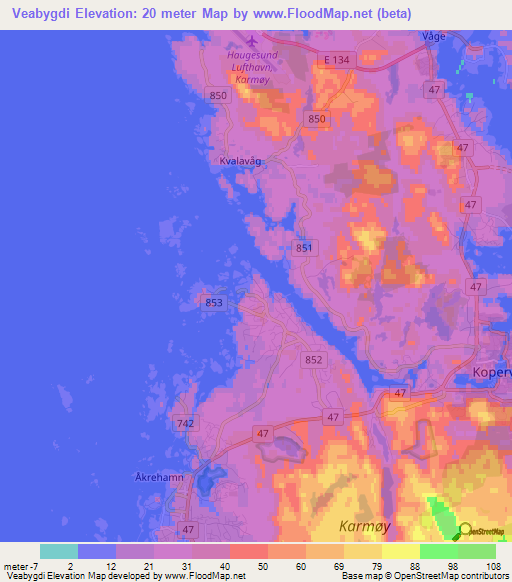 Veabygdi,Norway Elevation Map
