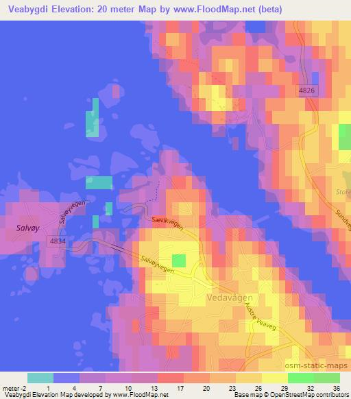 Veabygdi,Norway Elevation Map