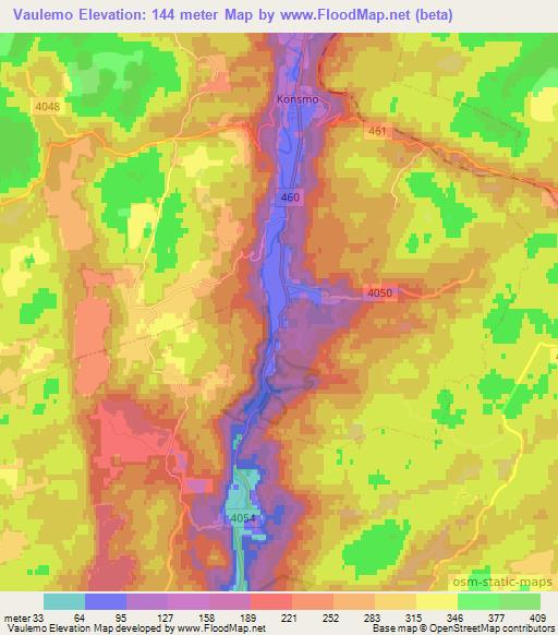 Vaulemo,Norway Elevation Map
