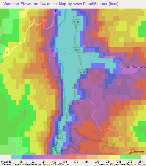 Vaulemo,Norway Elevation Map