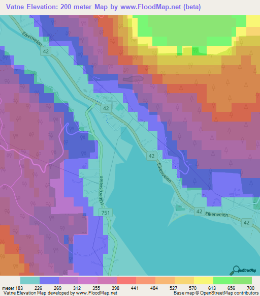 Vatne,Norway Elevation Map
