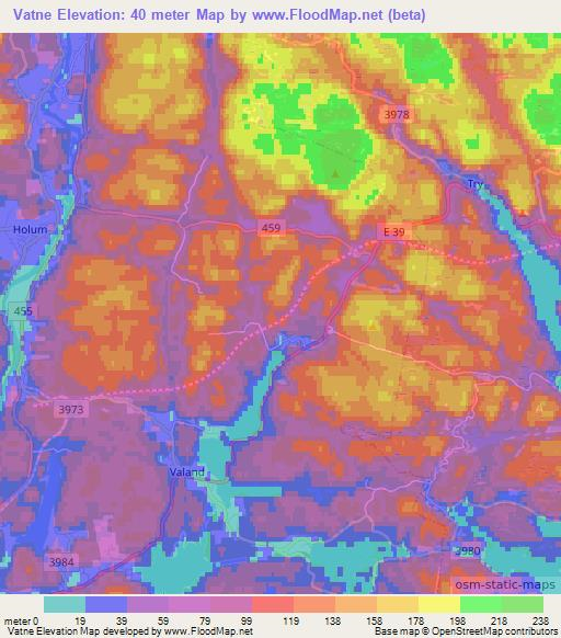 Vatne,Norway Elevation Map