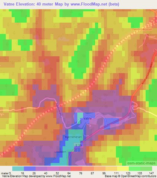 Vatne,Norway Elevation Map