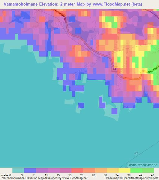 Vatnamoholmane,Norway Elevation Map
