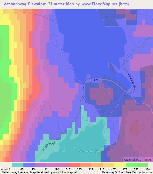 Vatlandsvag,Norway Elevation Map
