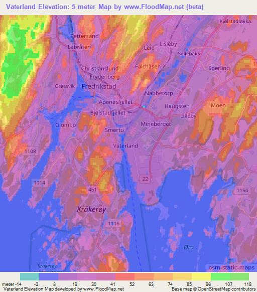 Vaterland,Norway Elevation Map