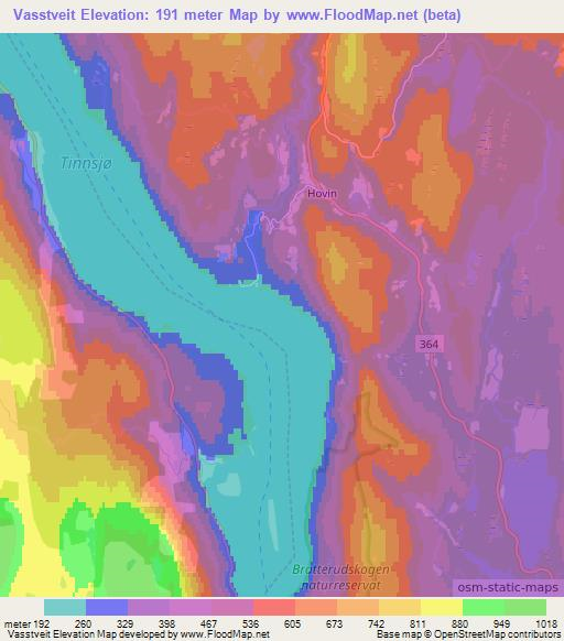 Vasstveit,Norway Elevation Map