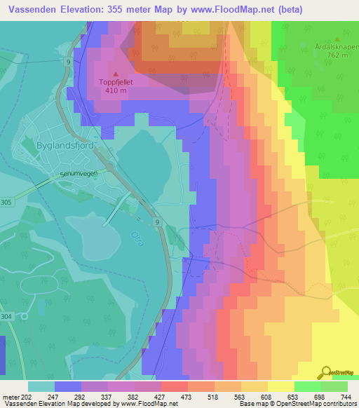 Vassenden,Norway Elevation Map