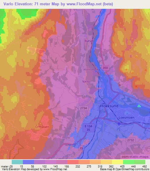 Varlo,Norway Elevation Map