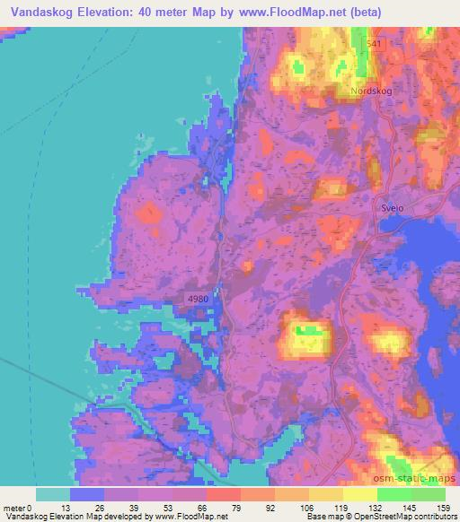 Vandaskog,Norway Elevation Map