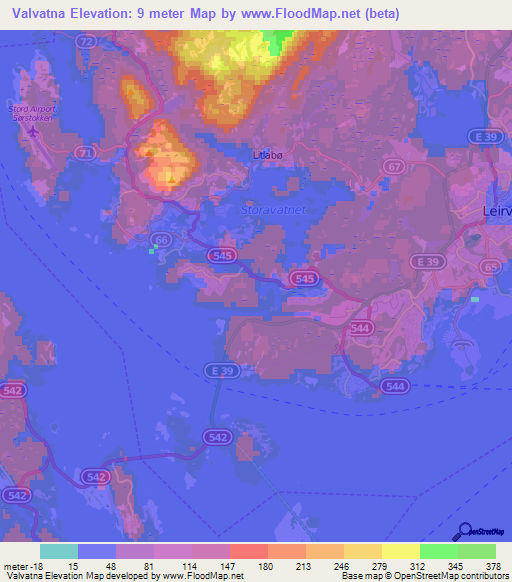 Valvatna,Norway Elevation Map