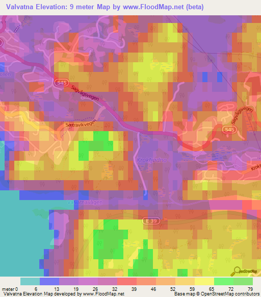 Valvatna,Norway Elevation Map