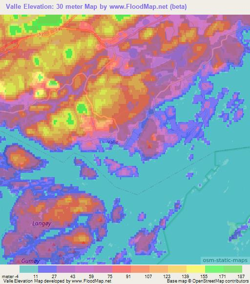 Valle,Norway Elevation Map