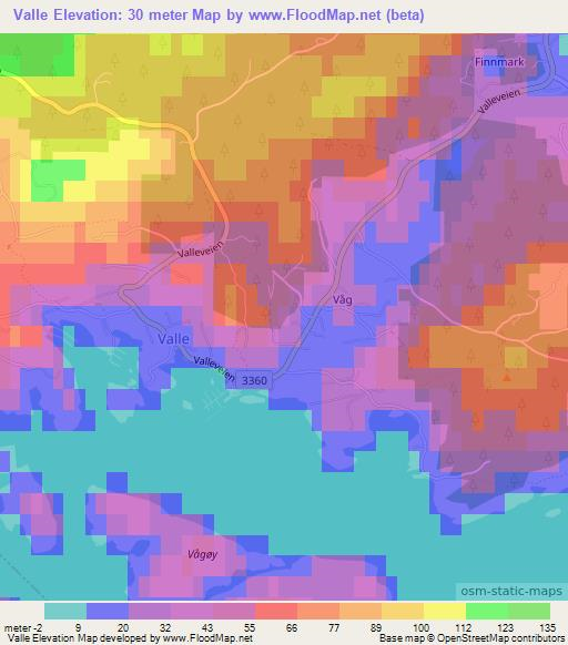 Valle,Norway Elevation Map
