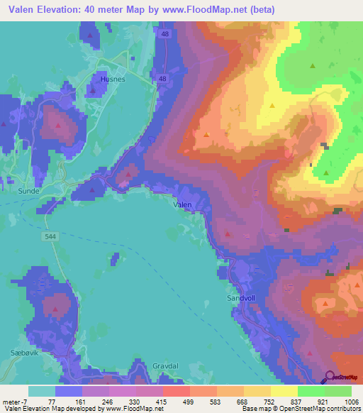 Valen,Norway Elevation Map