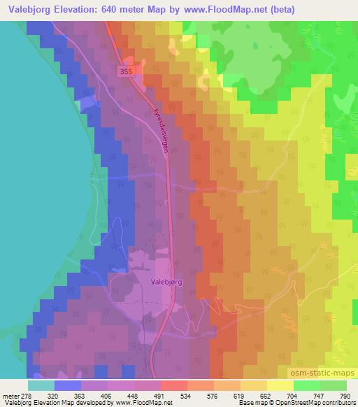 Valebjorg,Norway Elevation Map