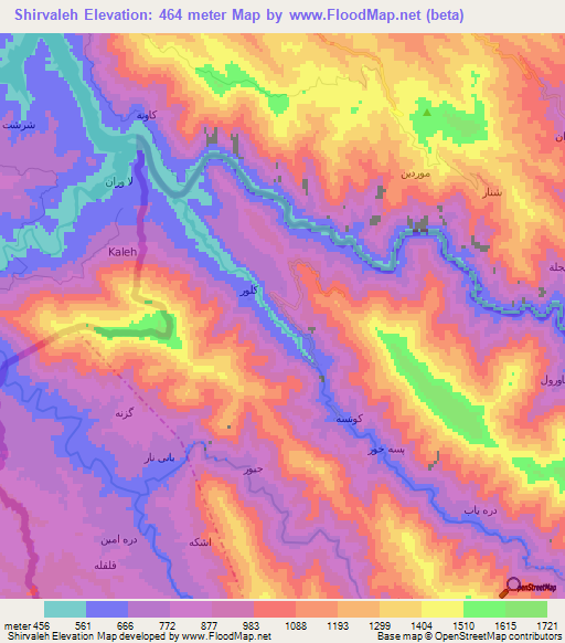 Shirvaleh,Iran Elevation Map
